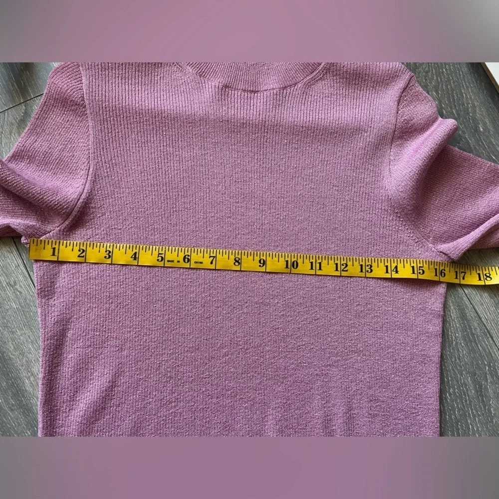 J. Crew Pink Metallic Merino Wool Ruffleneck Turtleneck Sweater. Size M